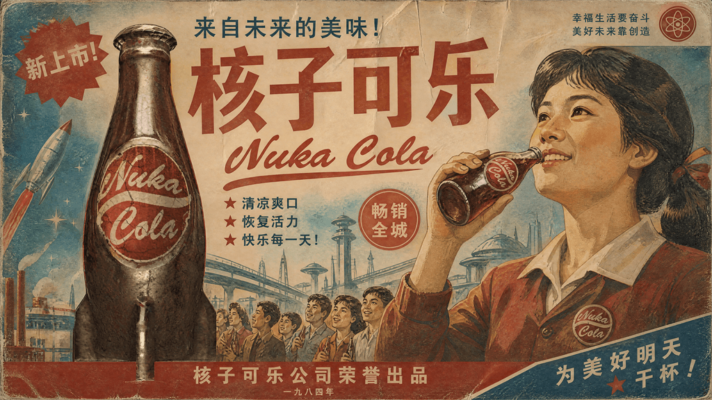 GPT Image 2 生成的复古核子可乐广告
