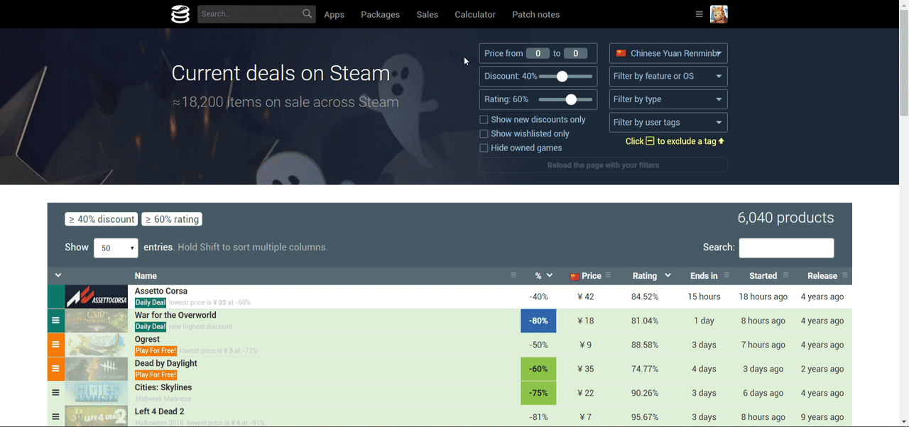 SteamDB 的 Sales「折扣」信息搜索